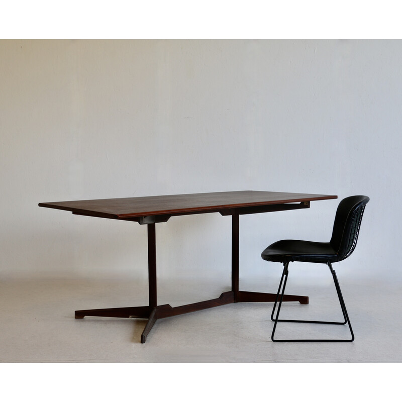 Vintage desk in wood and oak veneer, Italy 1970