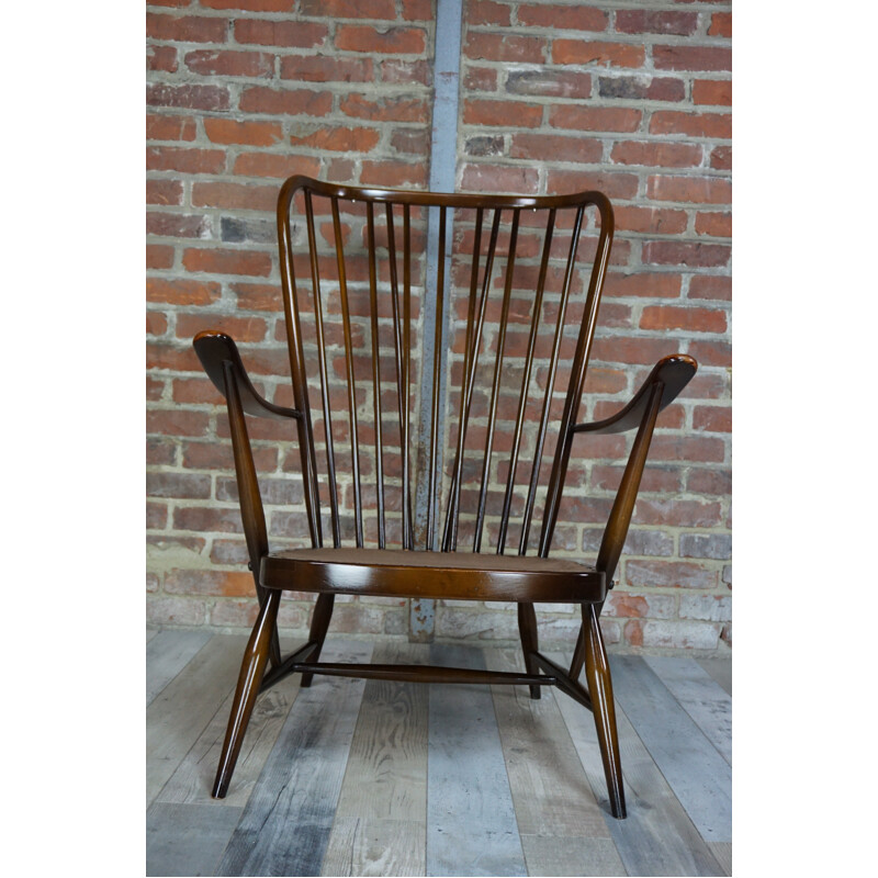 Armchair in elm and fabric by Lucian Ercolani - 1950s