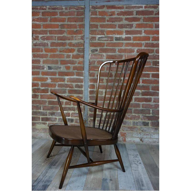 Armchair in elm and fabric by Lucian Ercolani - 1950s