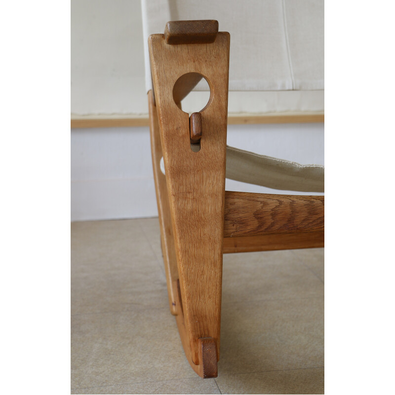 Silla mecedora vintage Keyhole en madera de roble por Hans J