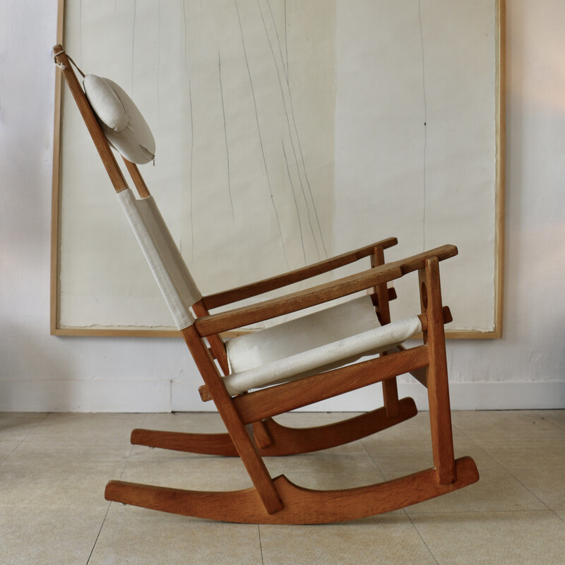 Fauteuil à bascule vintage "Keyhole" en bois de chêne par Hans J Wegner pour Getama, Danemark 1960