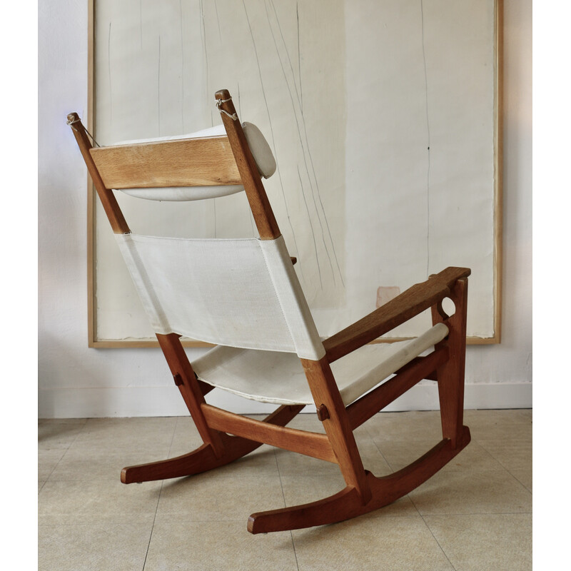 Silla mecedora vintage Keyhole en madera de roble por Hans J