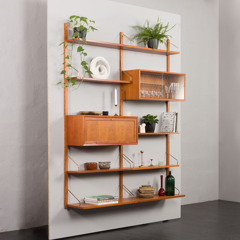 Vintage teak wall unit by Poul Cadovius, Denmark 1960