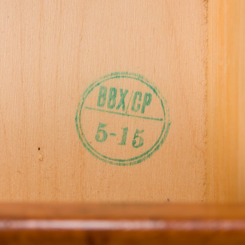 Pair of vintage teak veneer bedside tables with 2 drawers, Denmark 1960