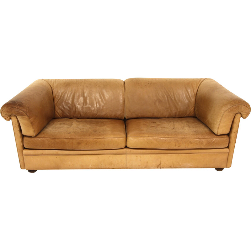 Reton" sofá vintage de 3 lugares em nogueira e couro para Dux, Suécia 1960