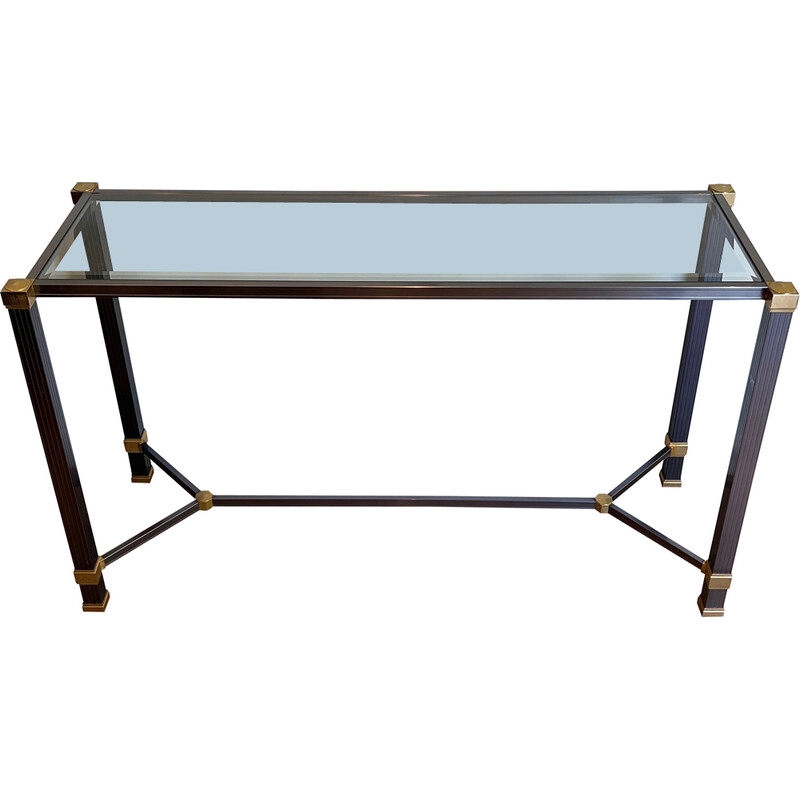 Vintage console in lacquered aluminum and gilded metal by Pierre Vandel, France 1970