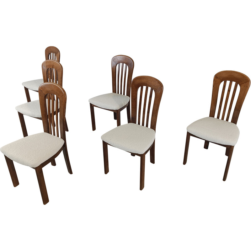 Set di 6 sedie da pranzo vintage in legno e tessuto, Danimarca 1960