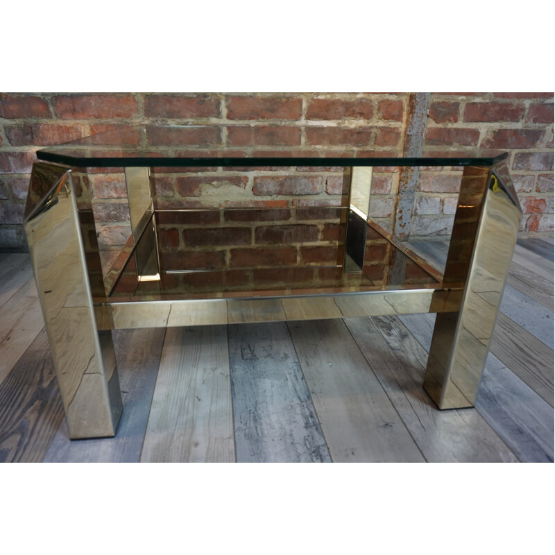 Mid century golden coffee table produced by Belgochrome - 1960s