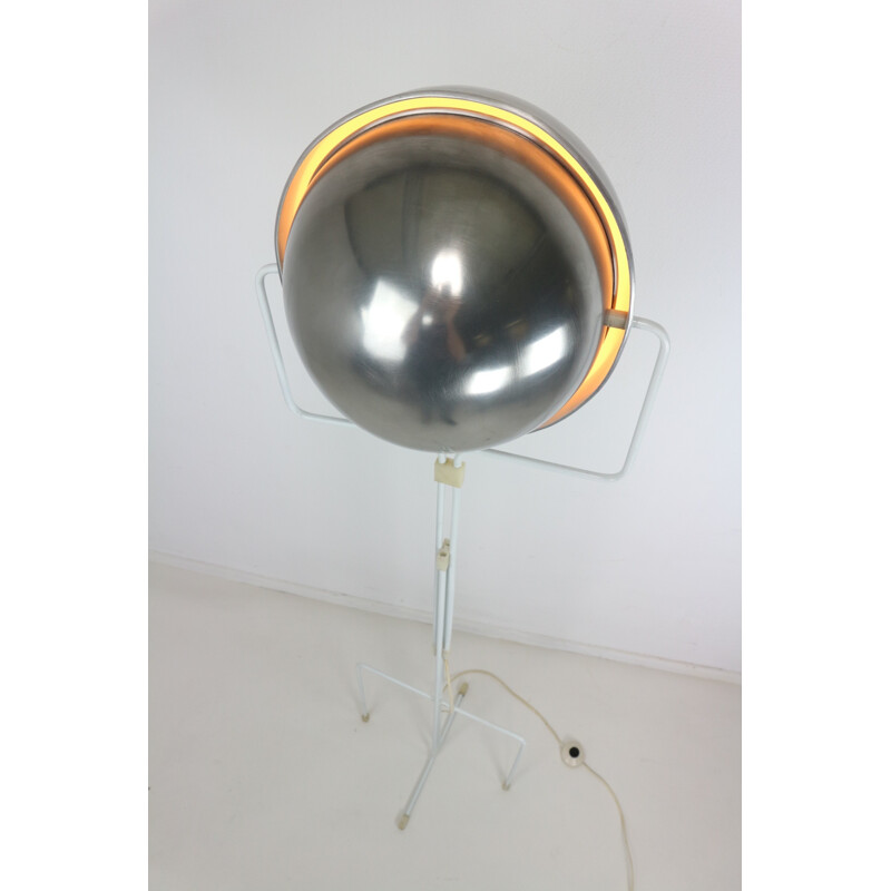 Lampadaire argenté en métal et aluminium modèle Eclipse par Evert Jelles pour Raak - 1960