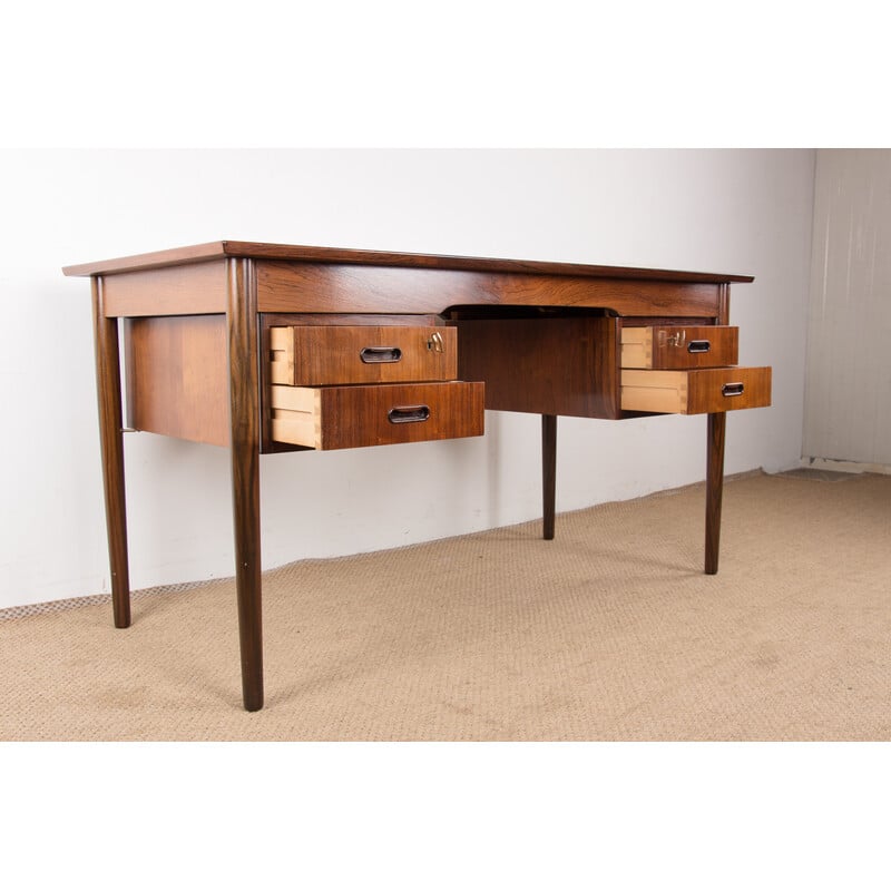 Vintage rosewood and brass desk by Arne Vodder for Sibast Furniture, Denmark 1960