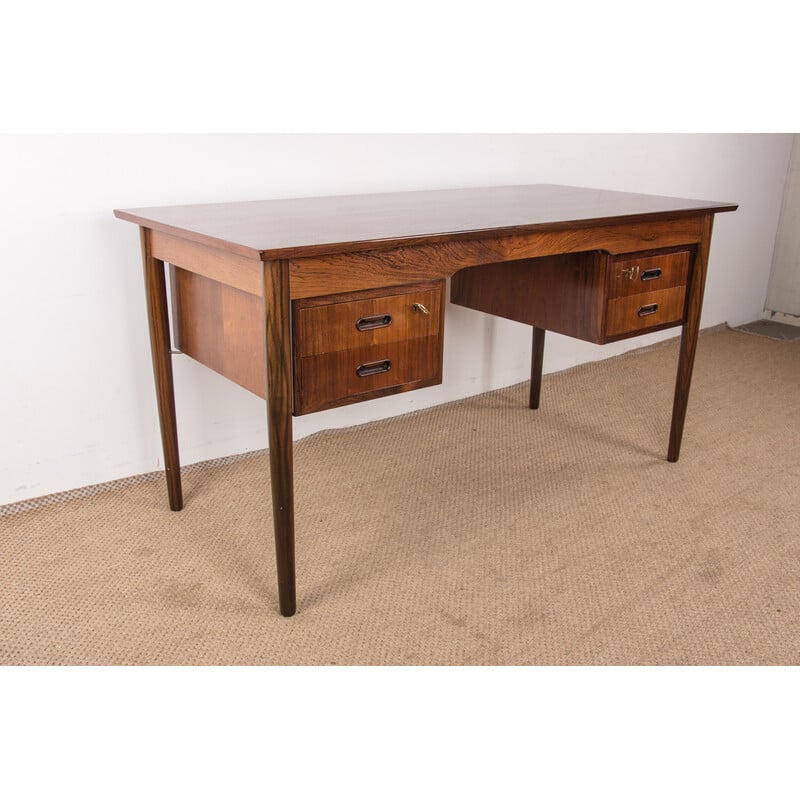 Vintage rosewood and brass desk by Arne Vodder for Sibast Furniture, Denmark 1960