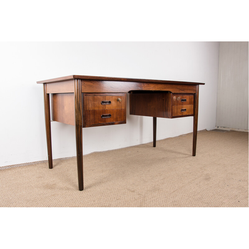 Vintage rosewood and brass desk by Arne Vodder for Sibast Furniture, Denmark 1960