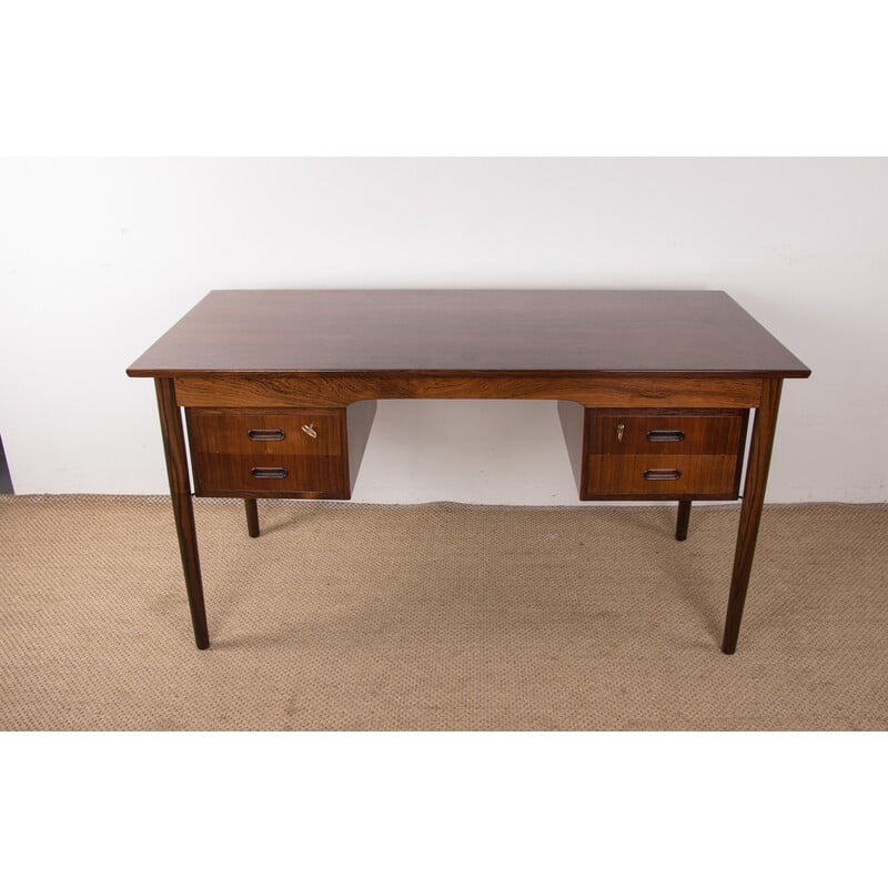 Vintage rosewood and brass desk by Arne Vodder for Sibast Furniture, Denmark 1960