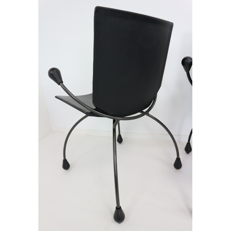 Black leather easy chair model Funky - 1980s