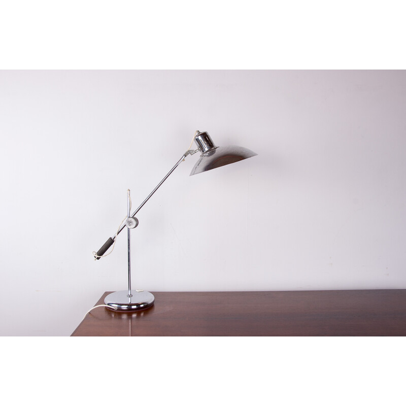 Lampe de bureau vintage articulé en métal chromé par André Lavigne pour  Aluminor, France 1960