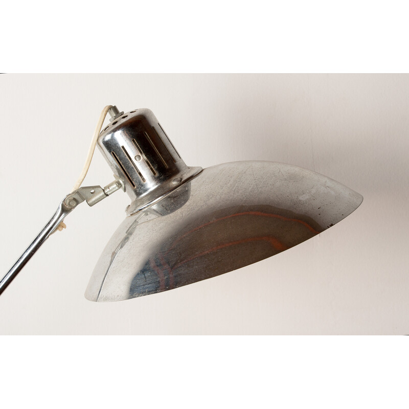 Lampe de bureau vintage articulé en métal chromé par André Lavigne pour  Aluminor, France 1960