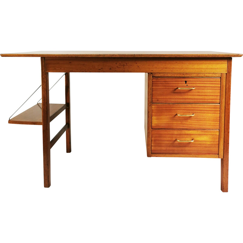 Vintage mahogany and beech desk, Denmark 1960