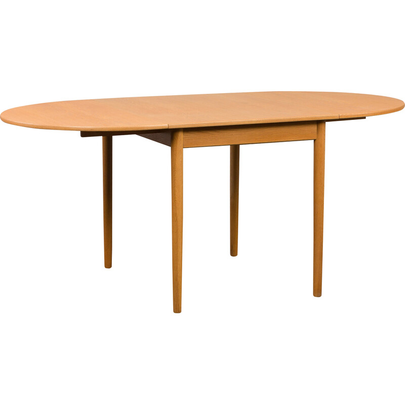 Vintage oak veneer drop leaf dining table by Bernhard Pedersen and Son, Denmark 1970