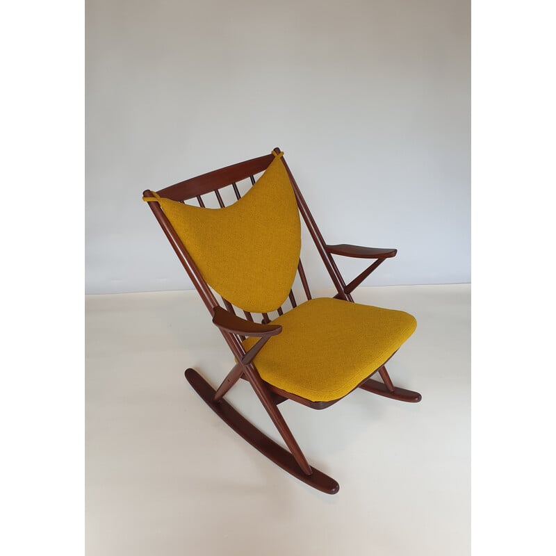 Cadeira de baloiço vintage em madeira Afrormosia de Frank Reenskaug, 1960