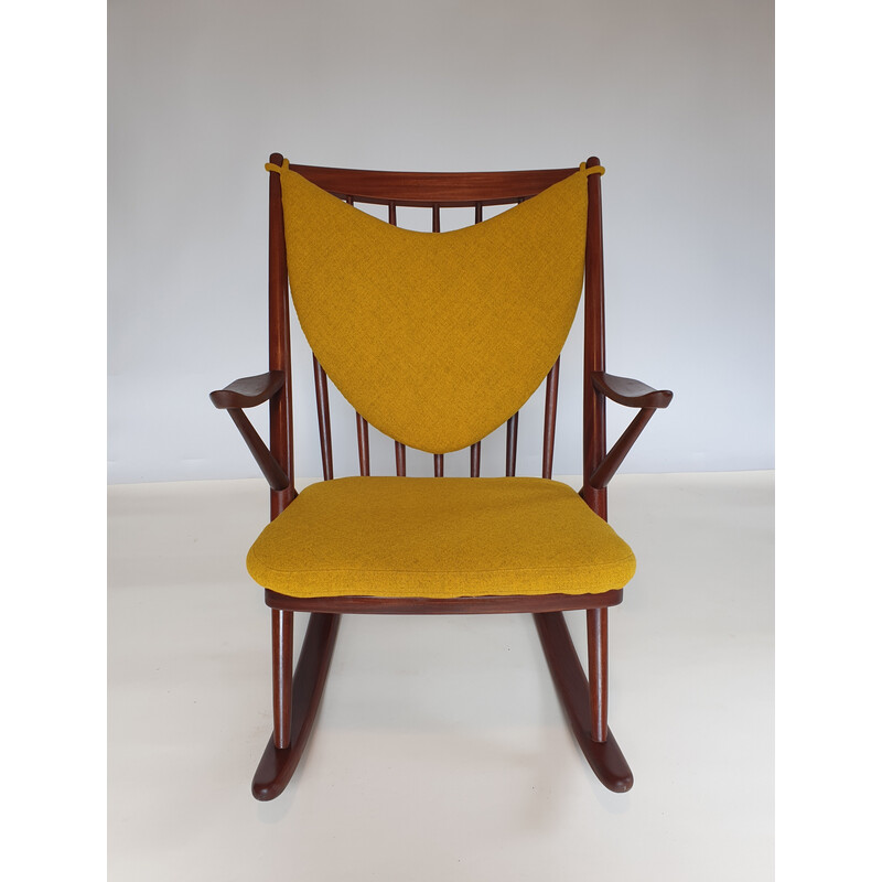 Cadeira de baloiço vintage em madeira Afrormosia de Frank Reenskaug, 1960