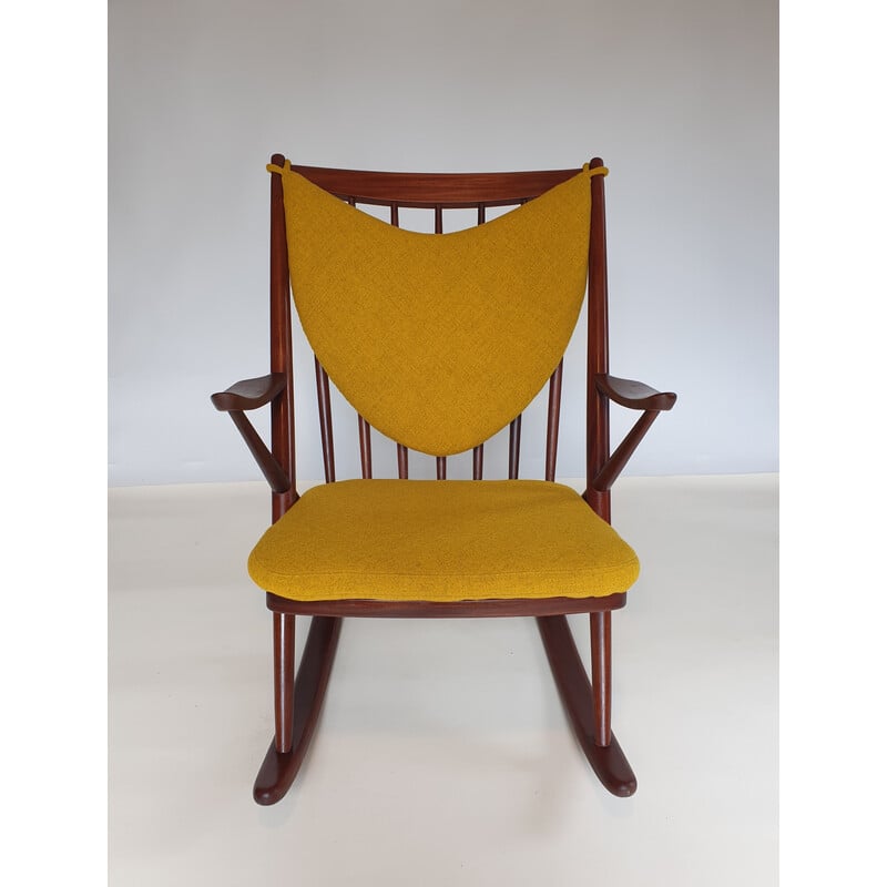 Vintage Afrormosia wooden rocking chair by Frank Reenskaug, 1960