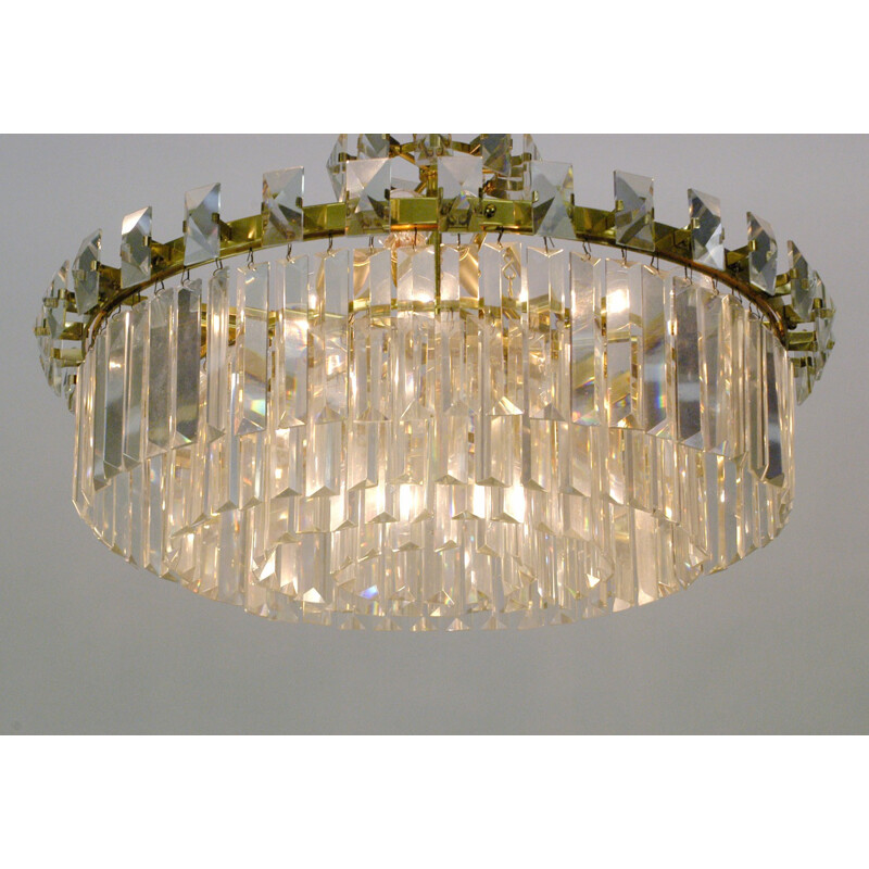 Pair of Austrian Lobmeyr glass chandeliers by Osald Haerdtl - 1950s