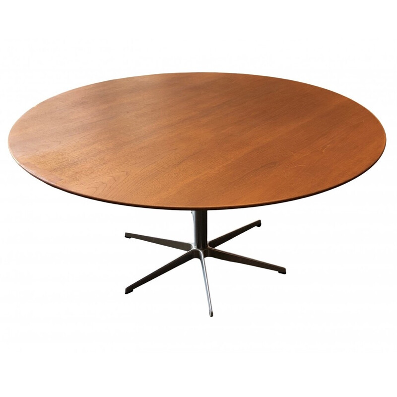 Table vintage ronde en teck par Arne Jacobsen pour Fritz Hansen, 1967