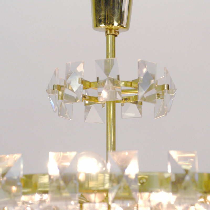 Pair of Austrian Lobmeyr glass chandeliers by Osald Haerdtl - 1950s