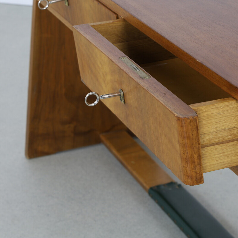 Vintage walnut desk with drawers, 1960
