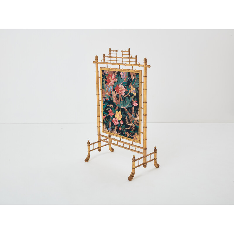 Vintage gilded wood fire screen, 1960