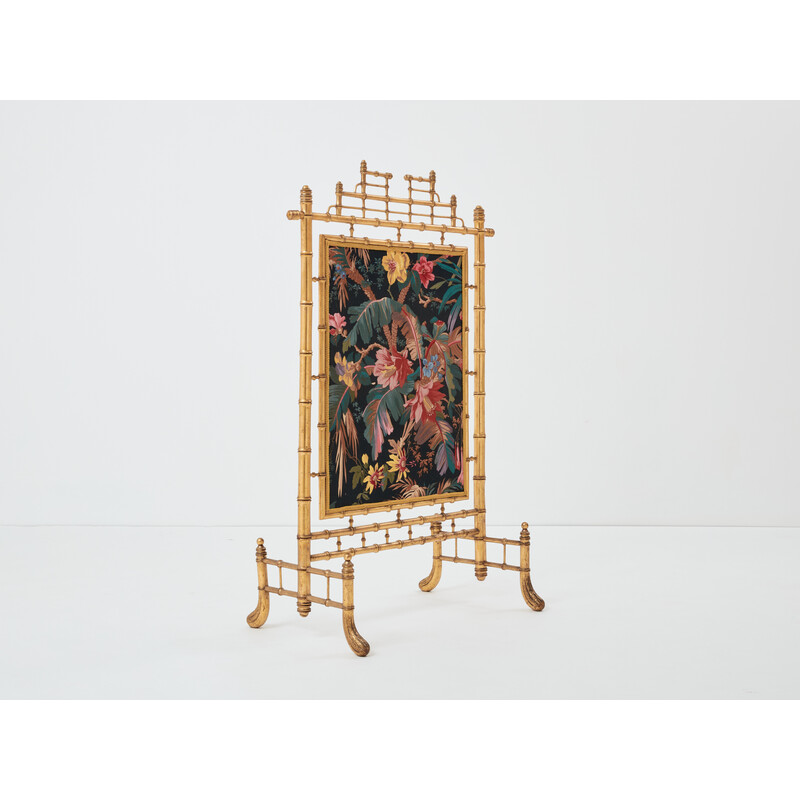 Vintage gilded wood fire screen, 1960