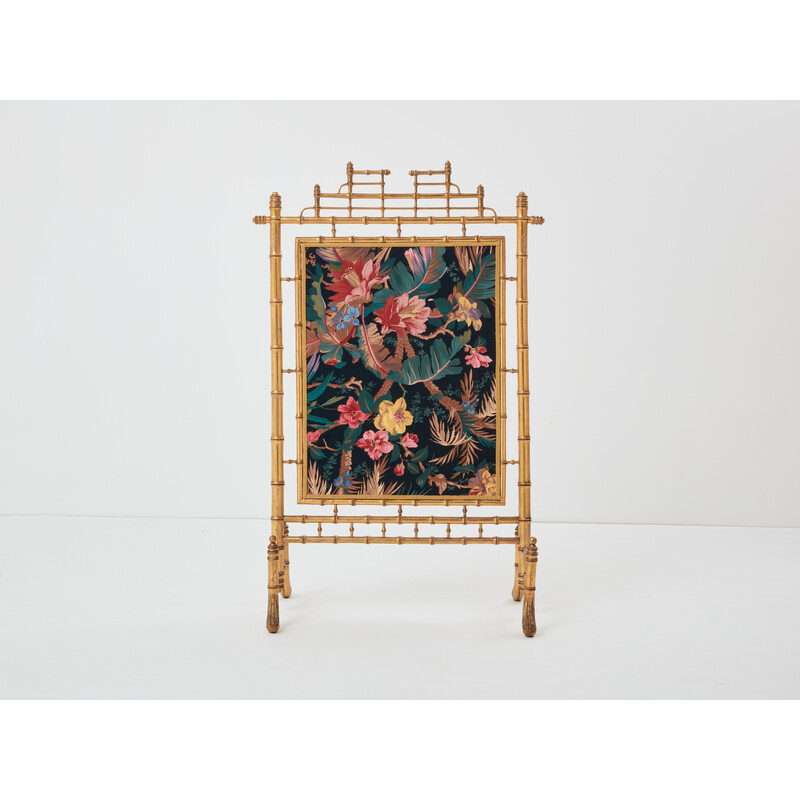 Vintage gilded wood fire screen, 1960