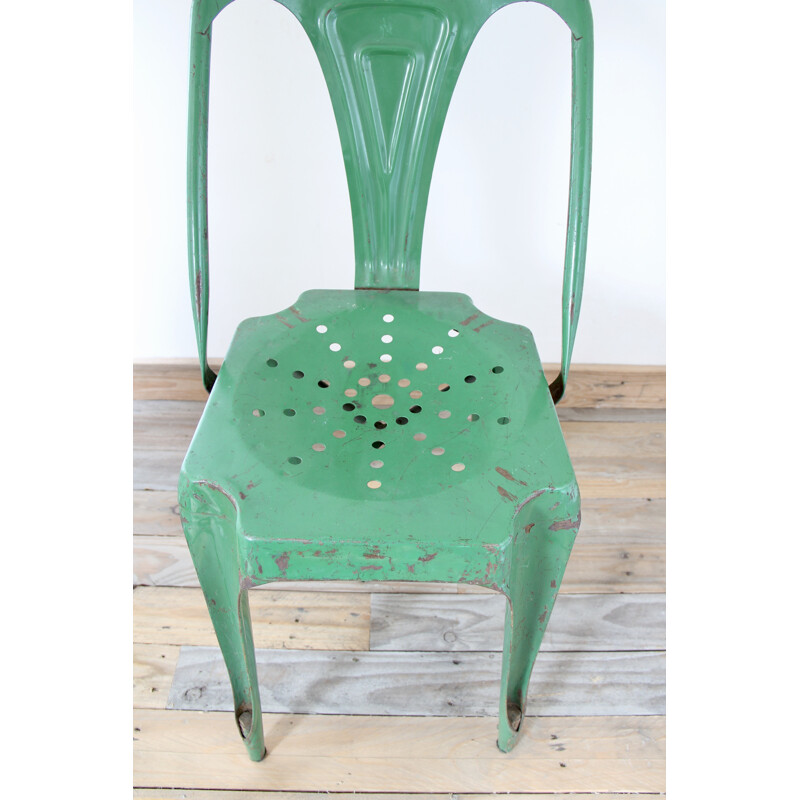 Green metal chair by Joseph Mathieu for Multipl's - 1950s