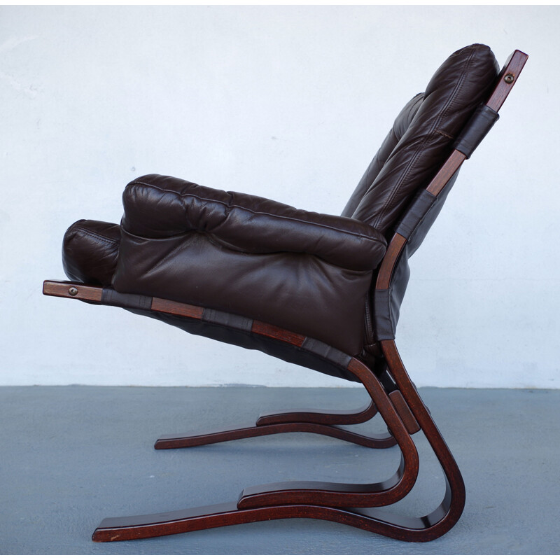 Fauteuil cuir brun, Ingmar RELLING - années 60