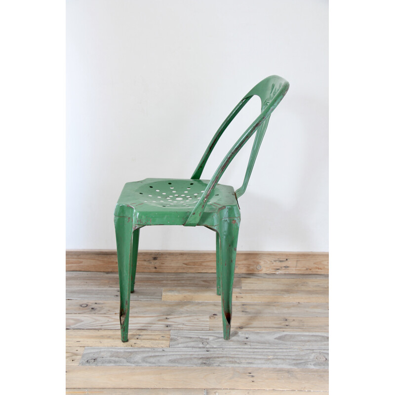 Chaise en métal vert de Joseph Mathieu pour Multipl's - 1950