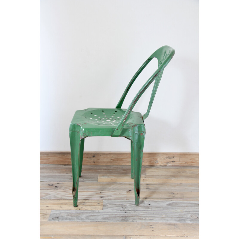 Green metal chair by Joseph Mathieu for Multipl's - 1950s