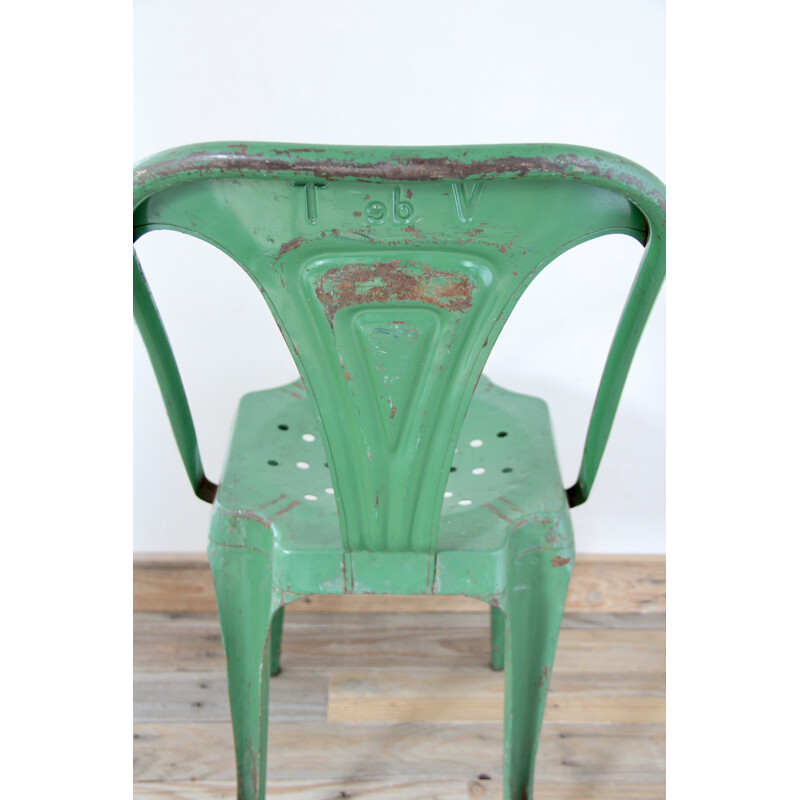 Green metal chair by Joseph Mathieu for Multipl's - 1950s