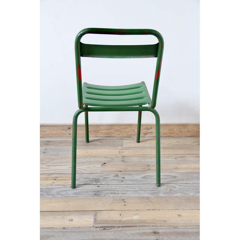 Lot de 4 chaises Bistro en métal vert - 1950