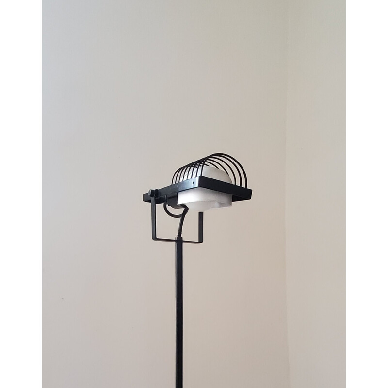 Vintage "Sintesi Terra" floor lamp in black lacquered metal by Ernesto Gismondi, 1970