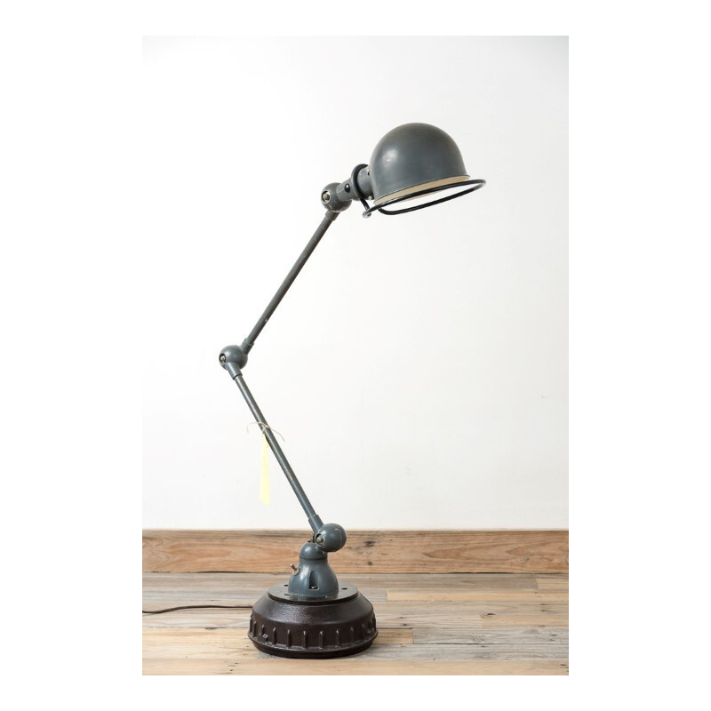 Lampe de bureau articulée grise en métal produite par de Jieldé - 1950