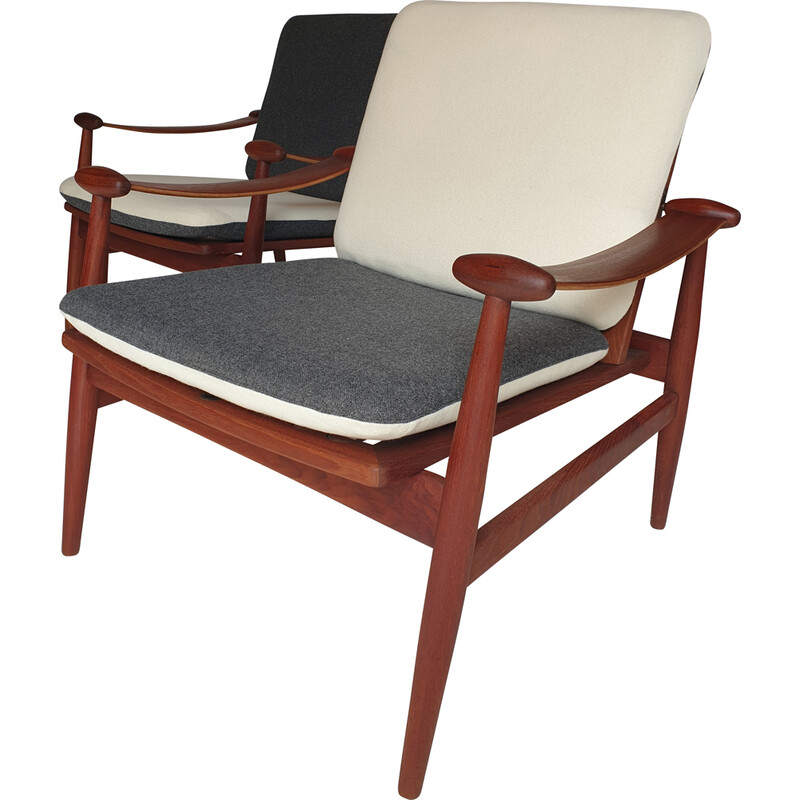 Paar vintage teakhouten "Spade Chair" fauteuils van Finn Juhl