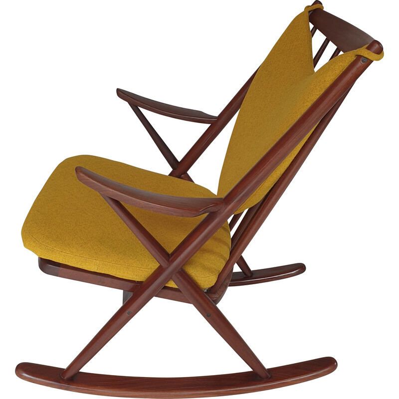 Vintage Afrormosia wooden rocking chair by Frank Reenskaug, 1960