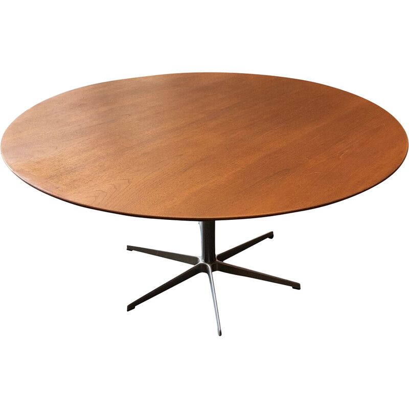 Table vintage ronde en teck par Arne Jacobsen pour Fritz Hansen, 1967