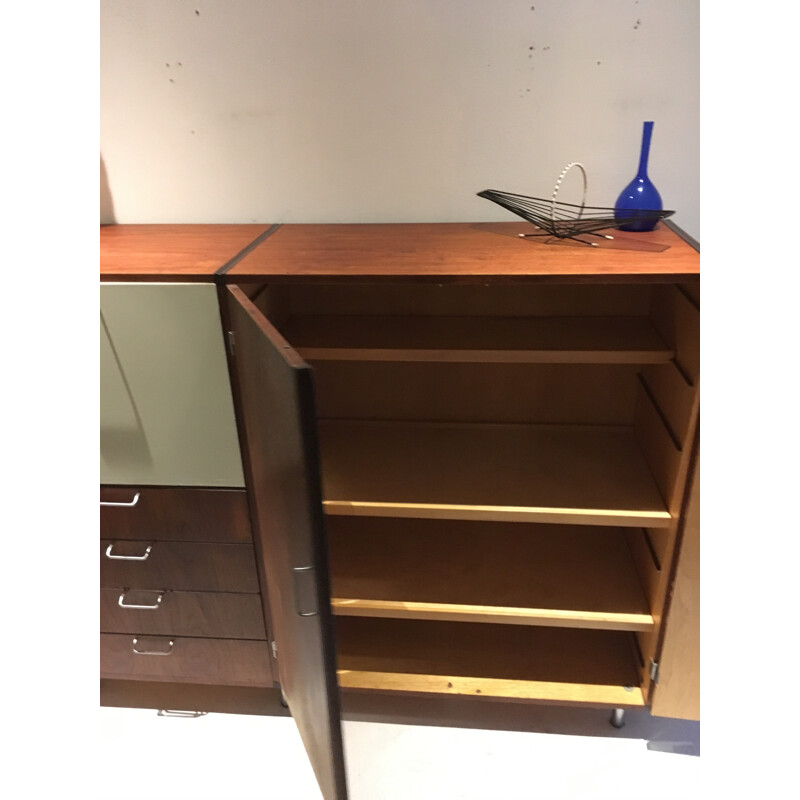 White highboard in metal and brass produced by Pastoe - 1960s