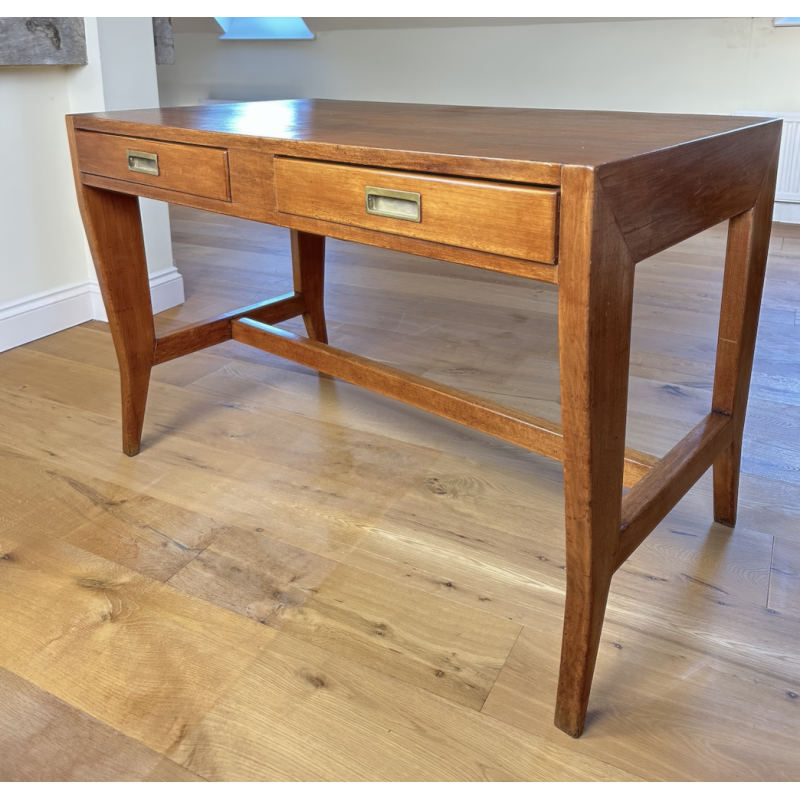 Vintage chestnut and brass desk by Gio Ponti for Schirolli, Italy 1950