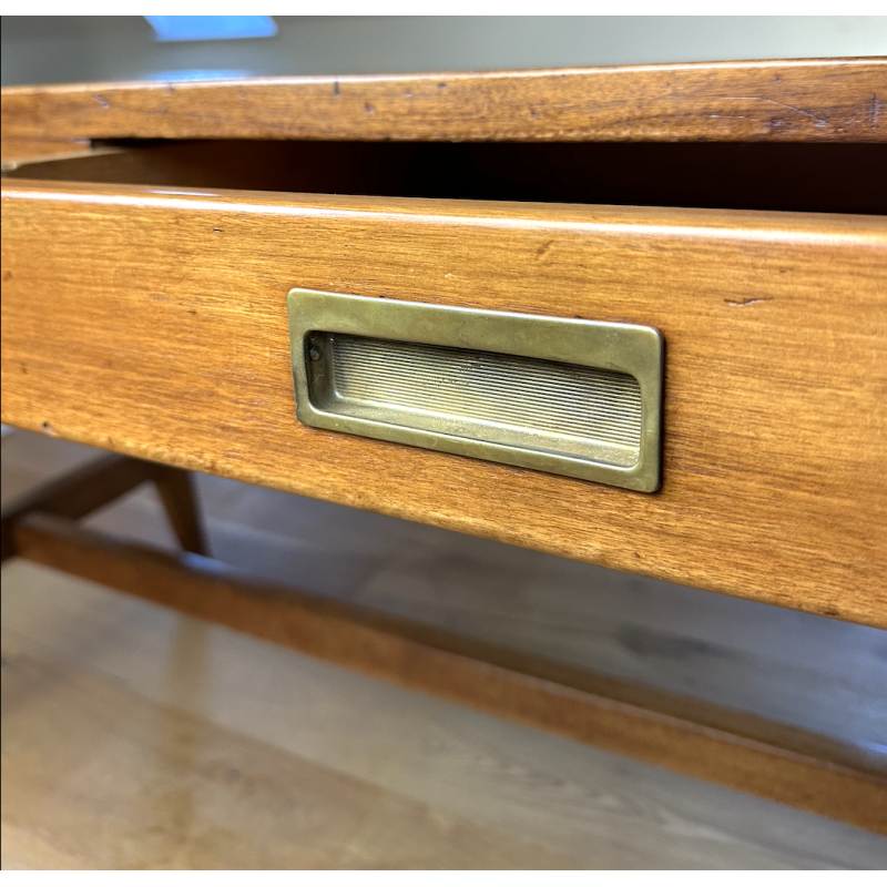 Bureau vintage en châtaignier et laiton par Gio Ponti pour Schirolli, Italie 1950