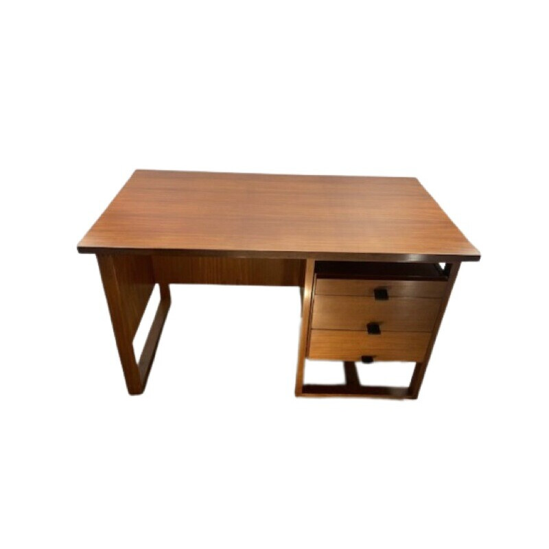 Bureau vintage en bois avec 3 tiroirs