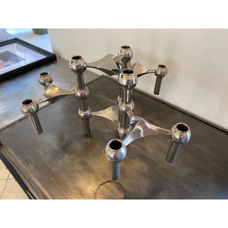 Set of 5 vintage S22 candlestick in chrome-plated metal for Nagel, Germany 1970