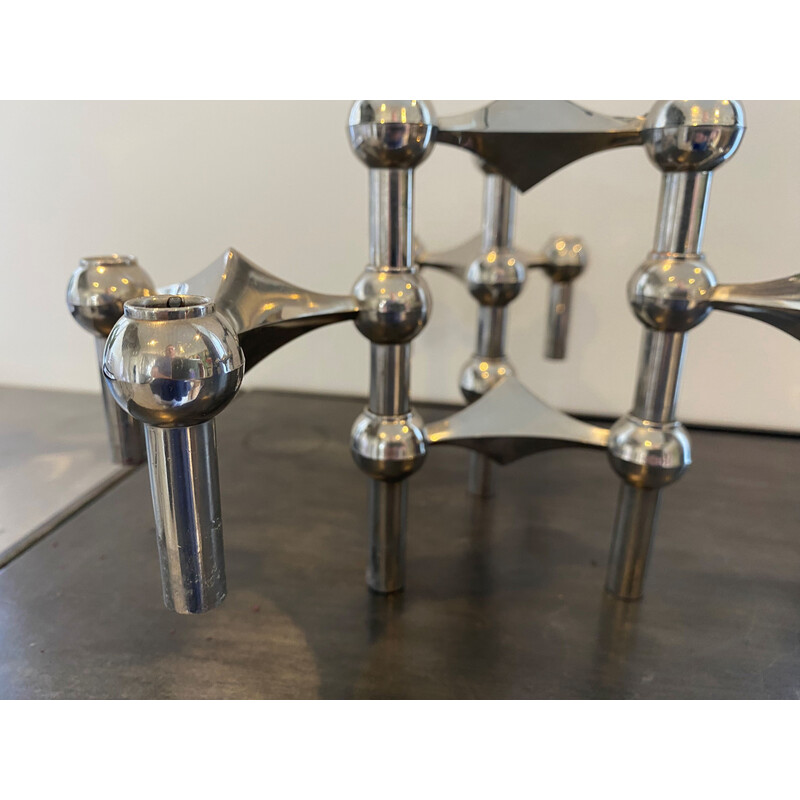 Set of 5 vintage S22 candlestick in chrome-plated metal for Nagel, Germany 1970