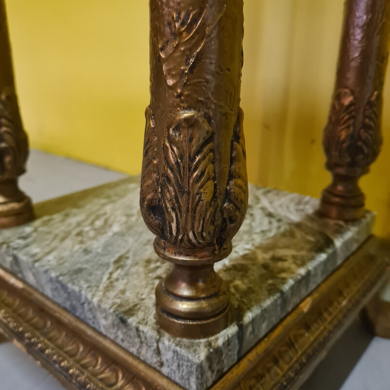 Vintage gilded stucco and marble pedestal, Sweden 1900